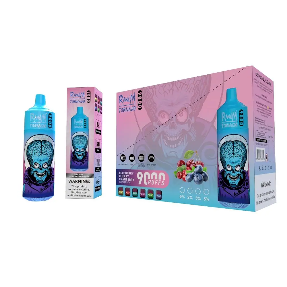 R and M Tornado 9000 Disposable Vape Blueberry Cherry Cranberry 